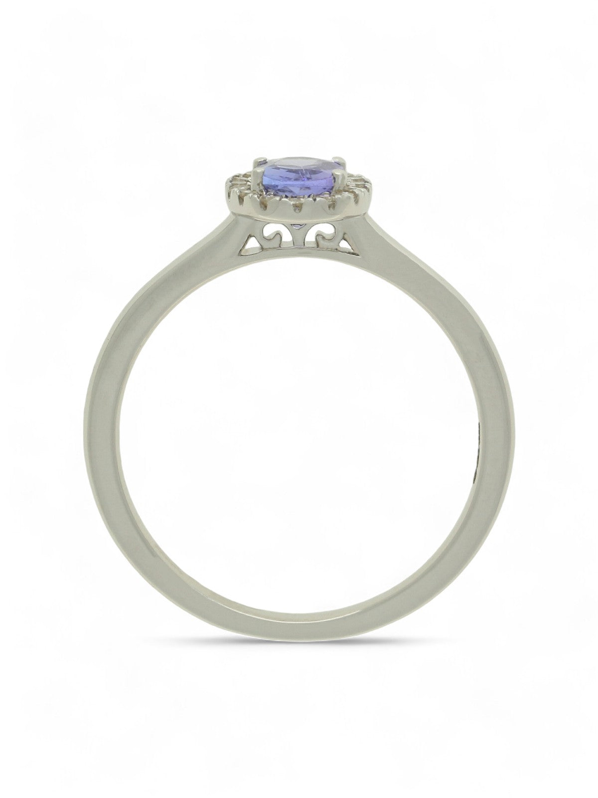 Tanzanite & Diamond Oval Cut Halo Ring in 9ct White Gold