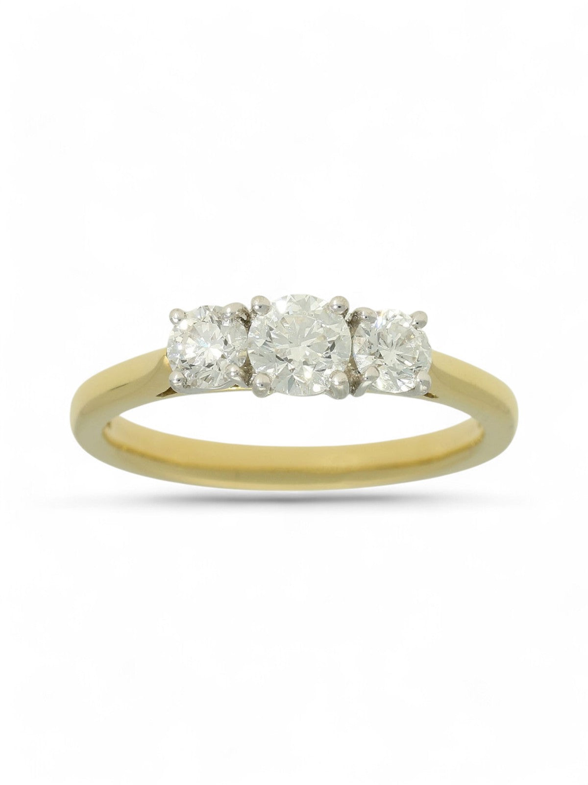 Diamond Three Stone Ring 0.81ct Round Brilliant Cut in 18ct Yellow & White Gold
