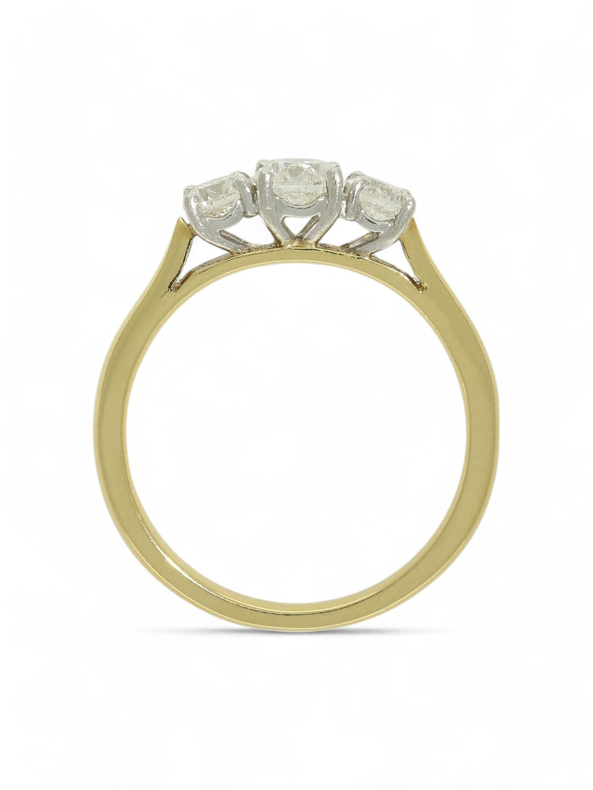 Diamond Three Stone Ring 0.81ct Round Brilliant Cut in 18ct Yellow & White Gold