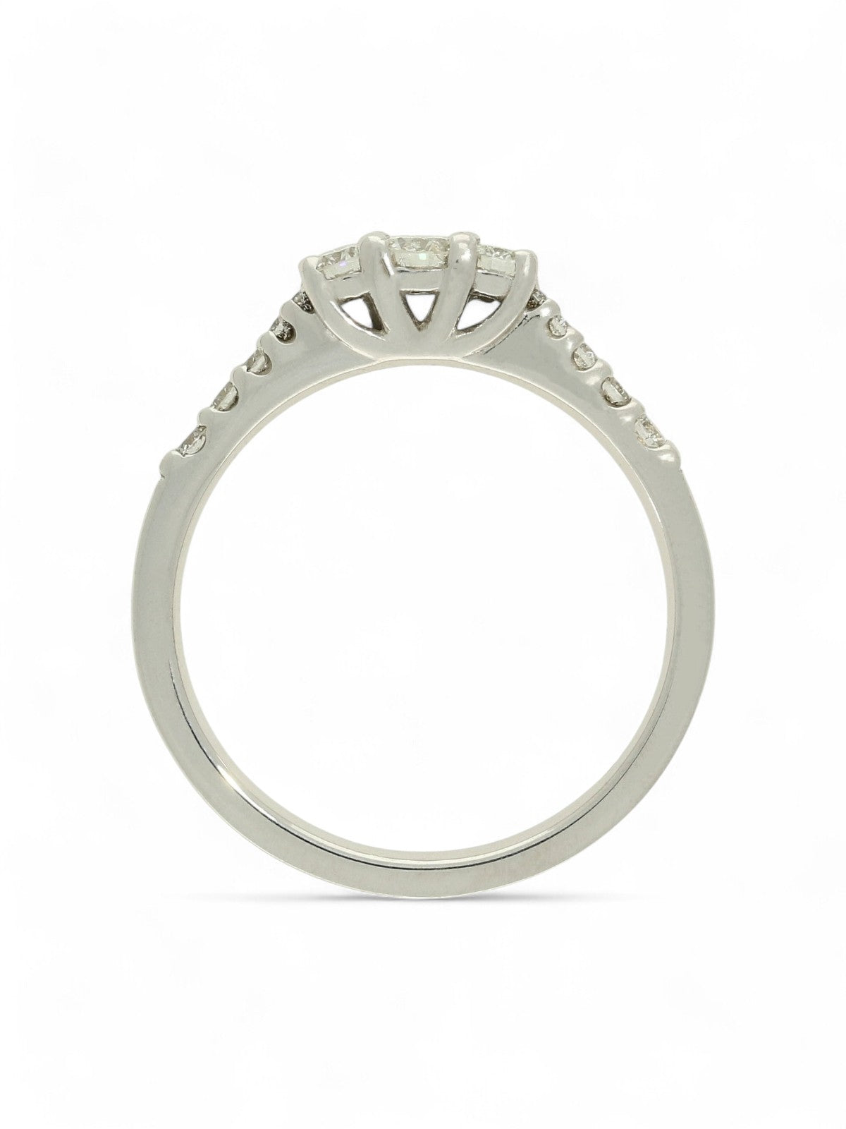 Diamond Three Stone Ring 0.39ct Round Brilliant Cut in 18ct White Gold with Diamond Shoulders