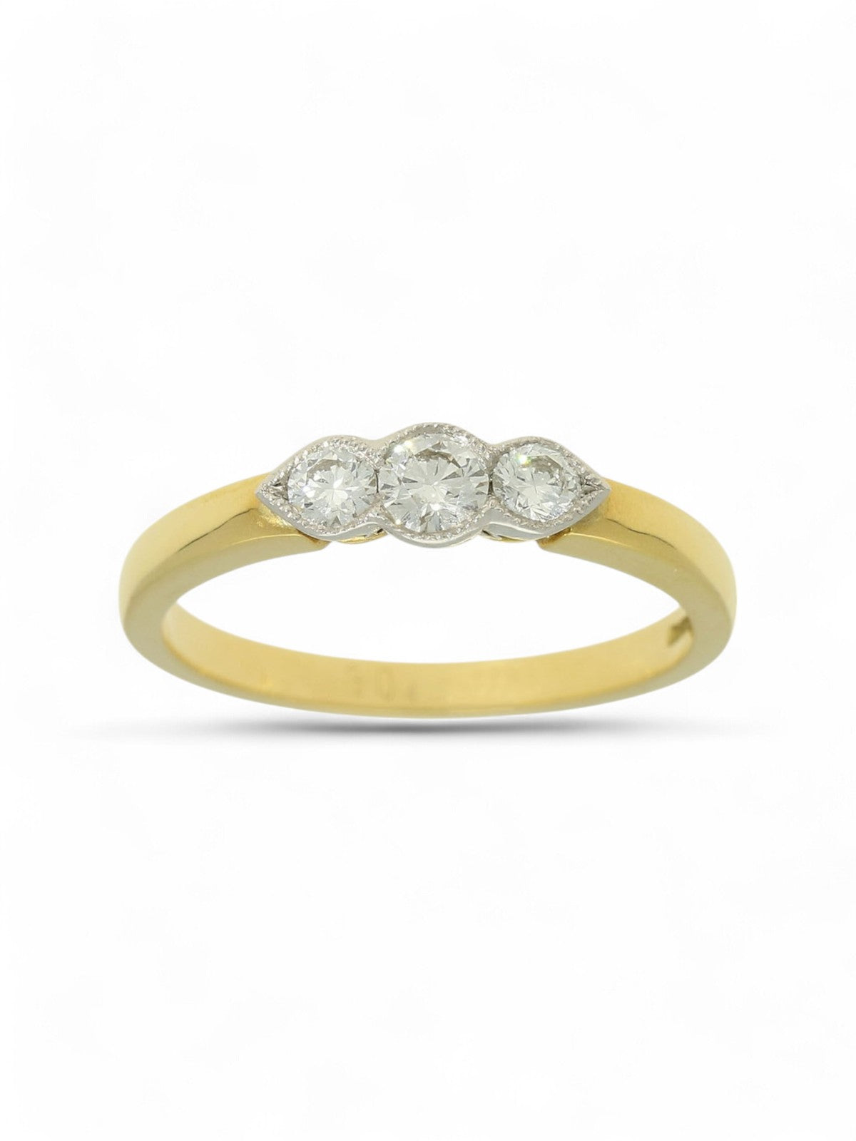 Diamond Three Stone Ring 0.30ct Round Brilliant Cut in 18ct Yellow & White Gold