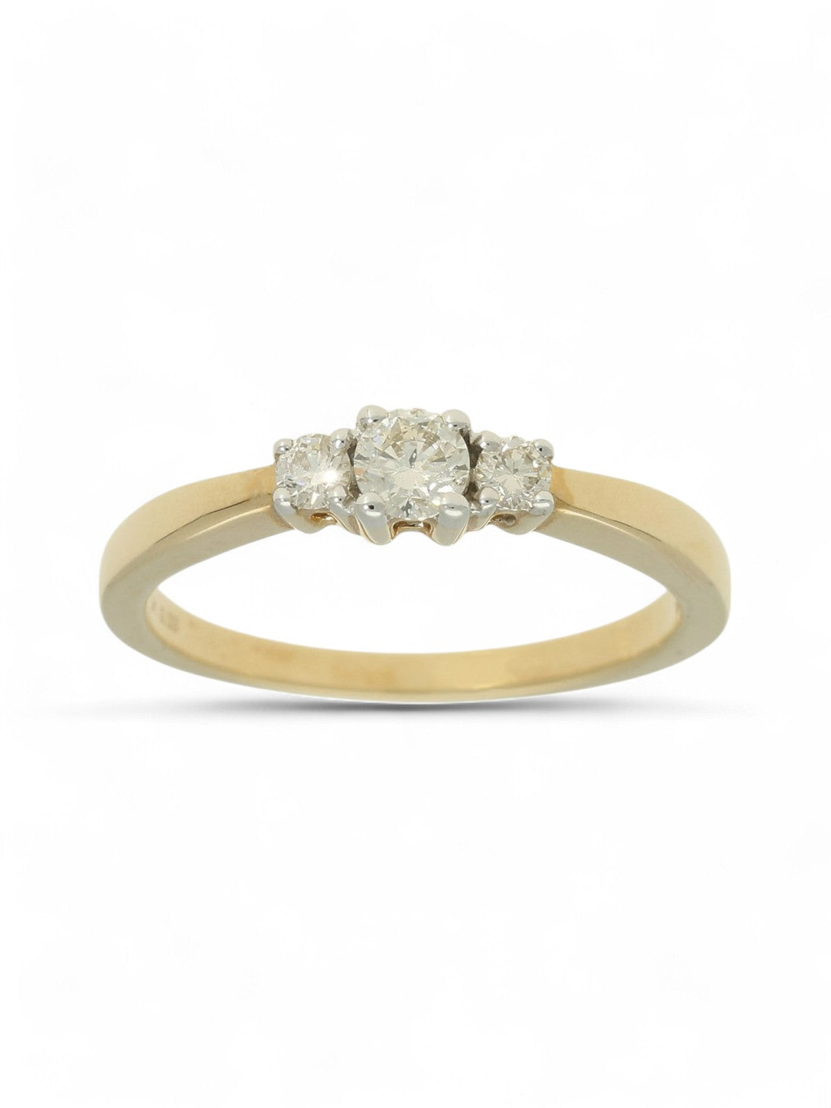 Diamond Three Stone Ring 0.34ct Brilliant Cut in 9ct Yellow & White Gold