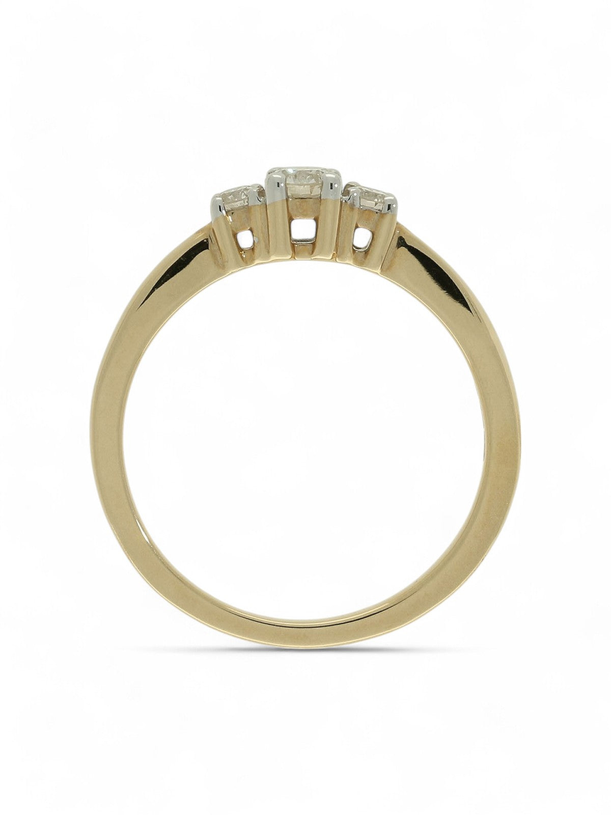 Diamond Three Stone Ring 0.34ct Brilliant Cut in 9ct Yellow & White Gold