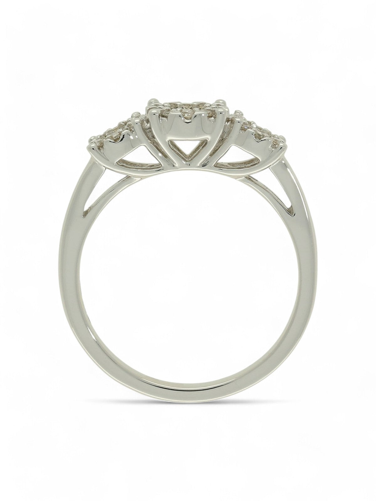 Diamond Three Stone Miracle Plate Ring 0.31ct Round Brilliant Cut in 9ct White Gold
