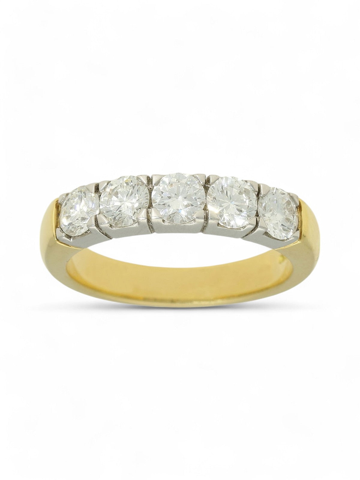 Five Stone Diamond Ring 1.15ct Round Brilliant Cut in 18ct Yellow & White Gold