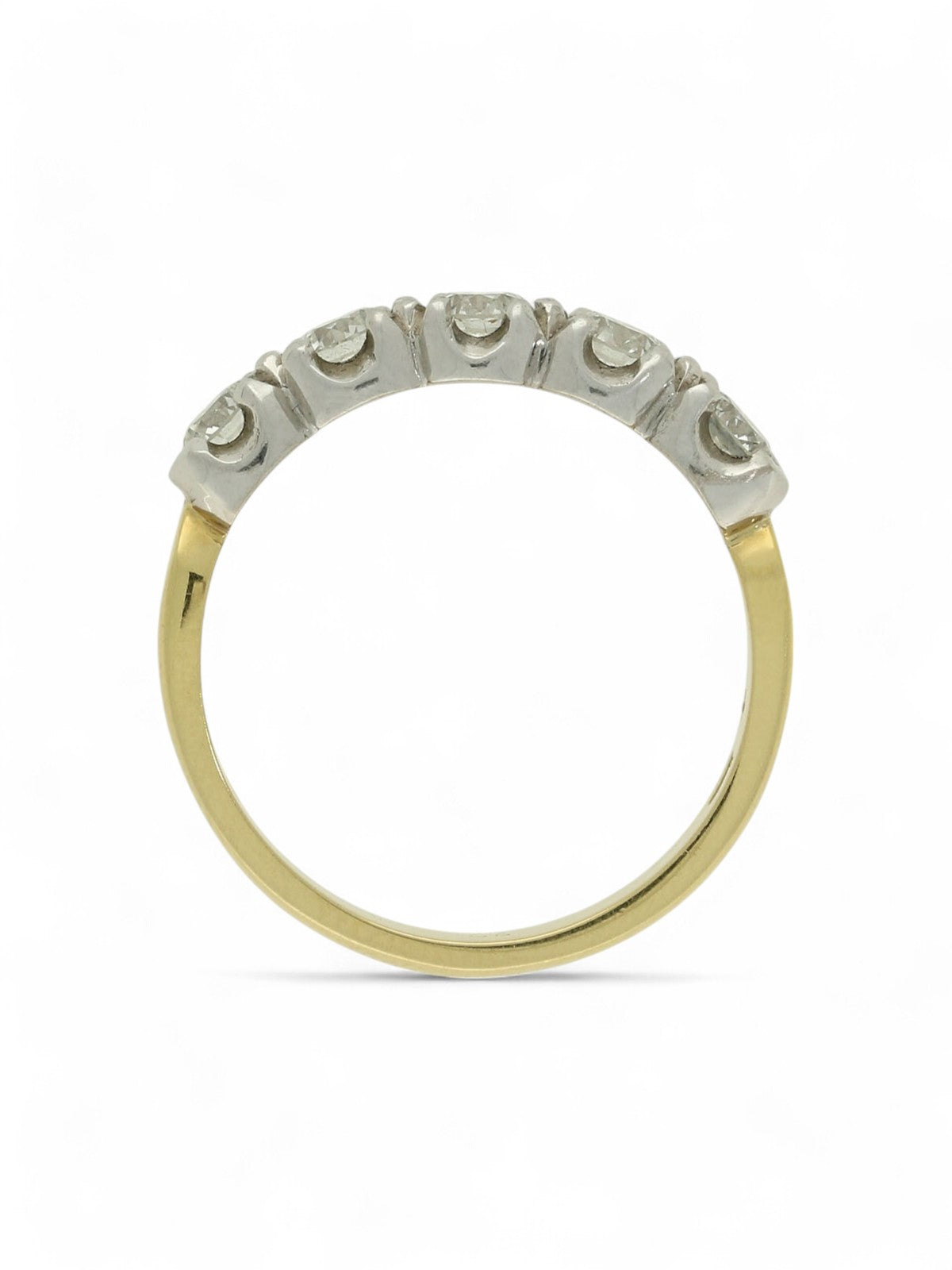 Pre Owned Diamond Round Brilliant Five Stone Half Eternity Ring in 18ct Yellow & White Gold
