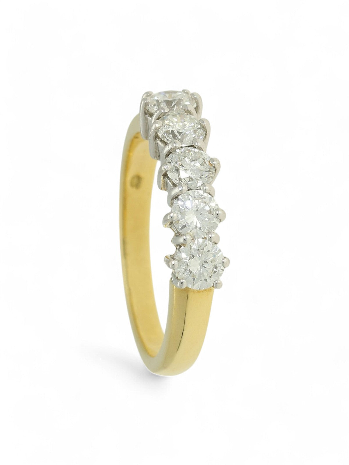 Five Stone Diamond Ring 1.05ct Round Brilliant Cut in 18ct Yellow & White Gold
