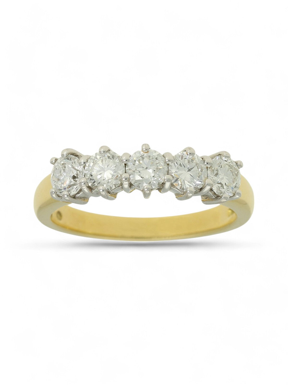 Five Stone Diamond Ring 1.05ct Round Brilliant Cut in 18ct Yellow & White Gold