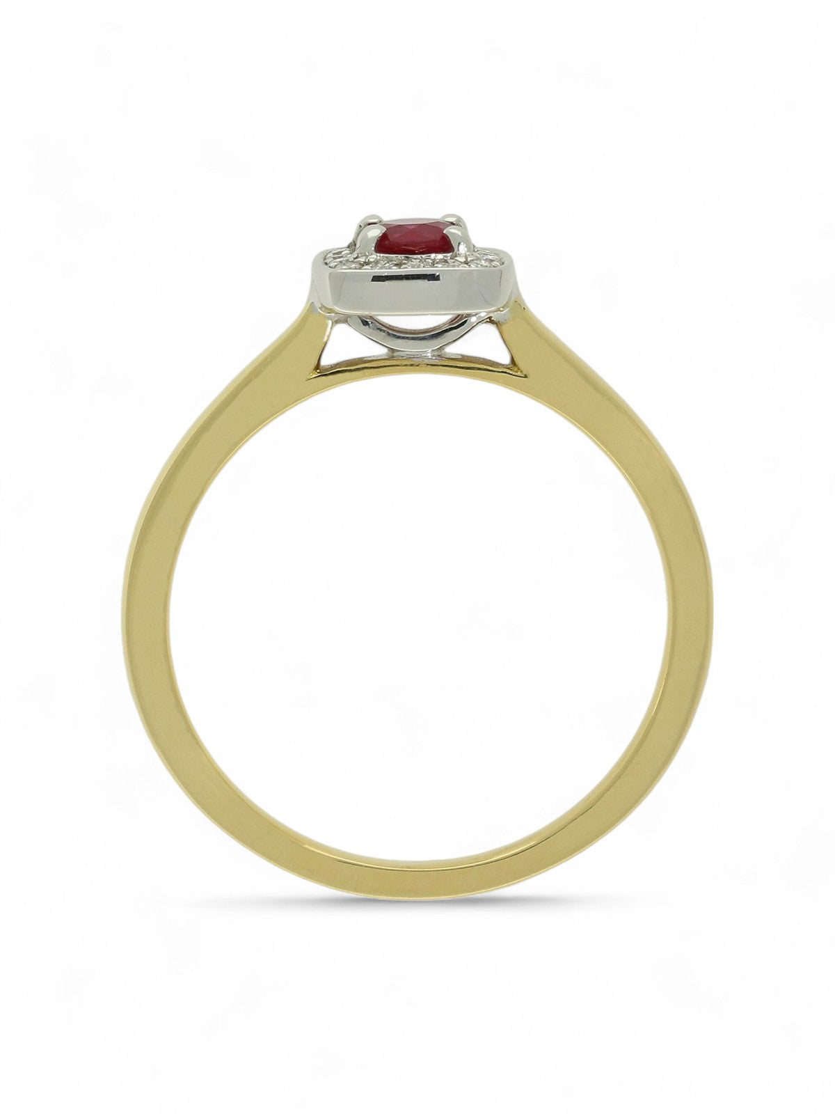 Pre Owned Ruby & Diamond Cluster Ring in 18ct Yellow & White Gold
