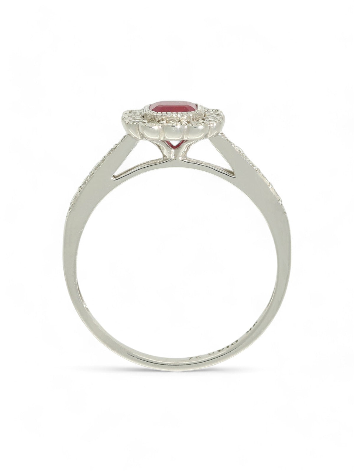 Ruby & Diamond Cluster Ring in 9ct White Gold