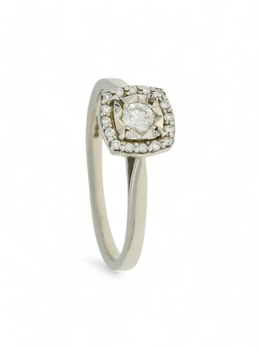 Diamond Cushion Shaped Cluster Ring in 9ct White Gold