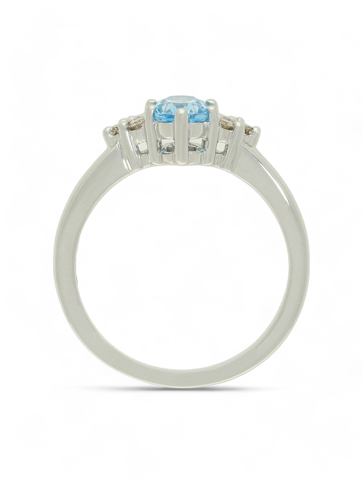 Aquamarine & Diamond Trefoil Ring in 9ct White Gold