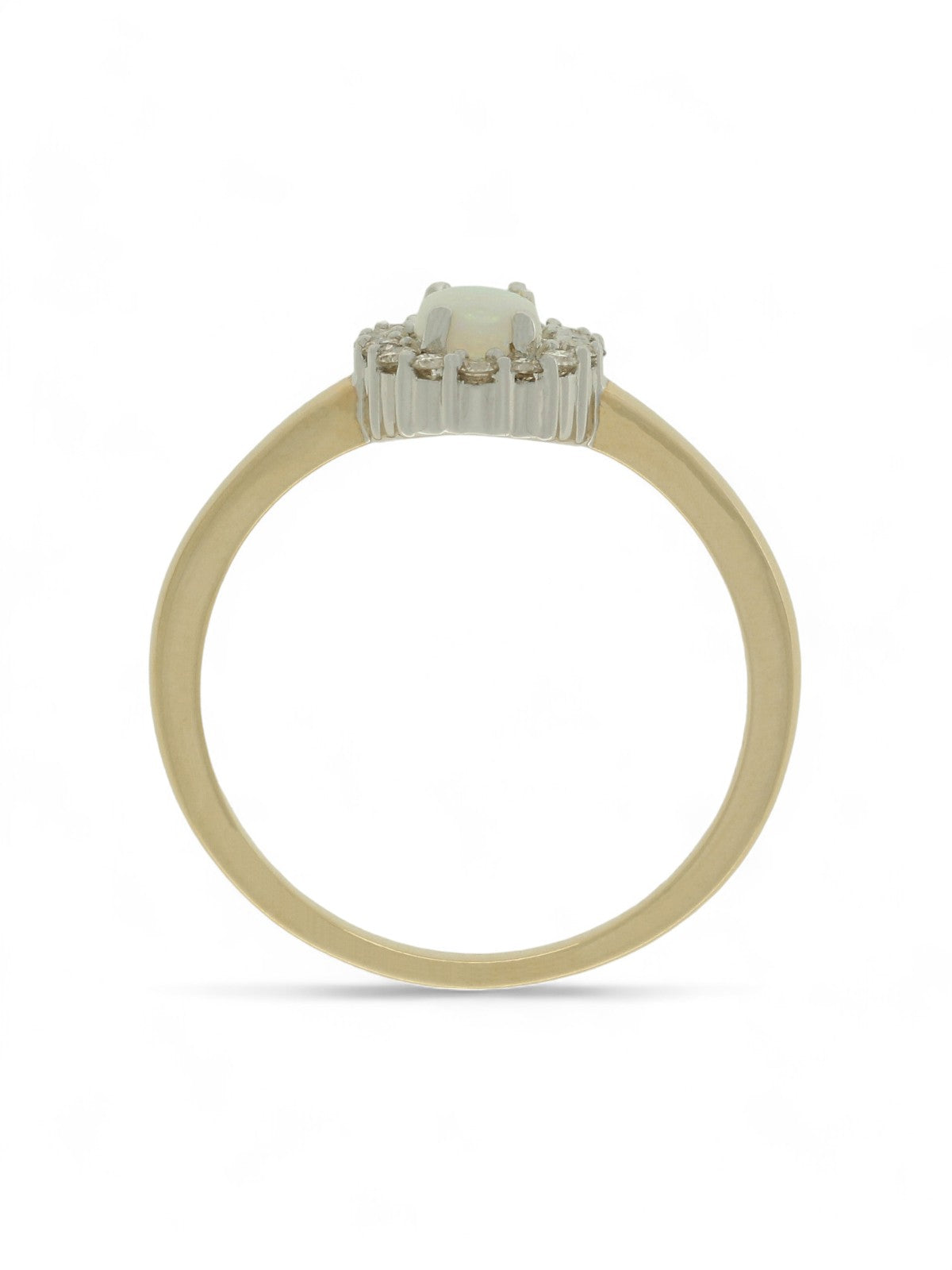 Opal & Diamond Halo Cluster Ring in 9ct Yellow Gold