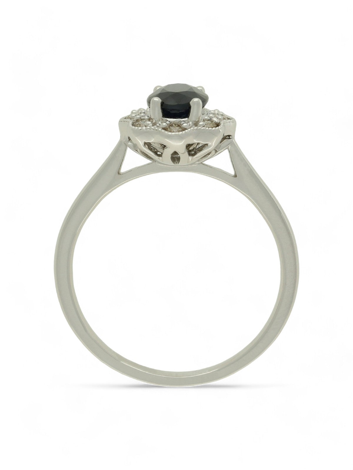 Sapphire & Diamond Fancy Flower Cluster Ring in 9ct White Gold