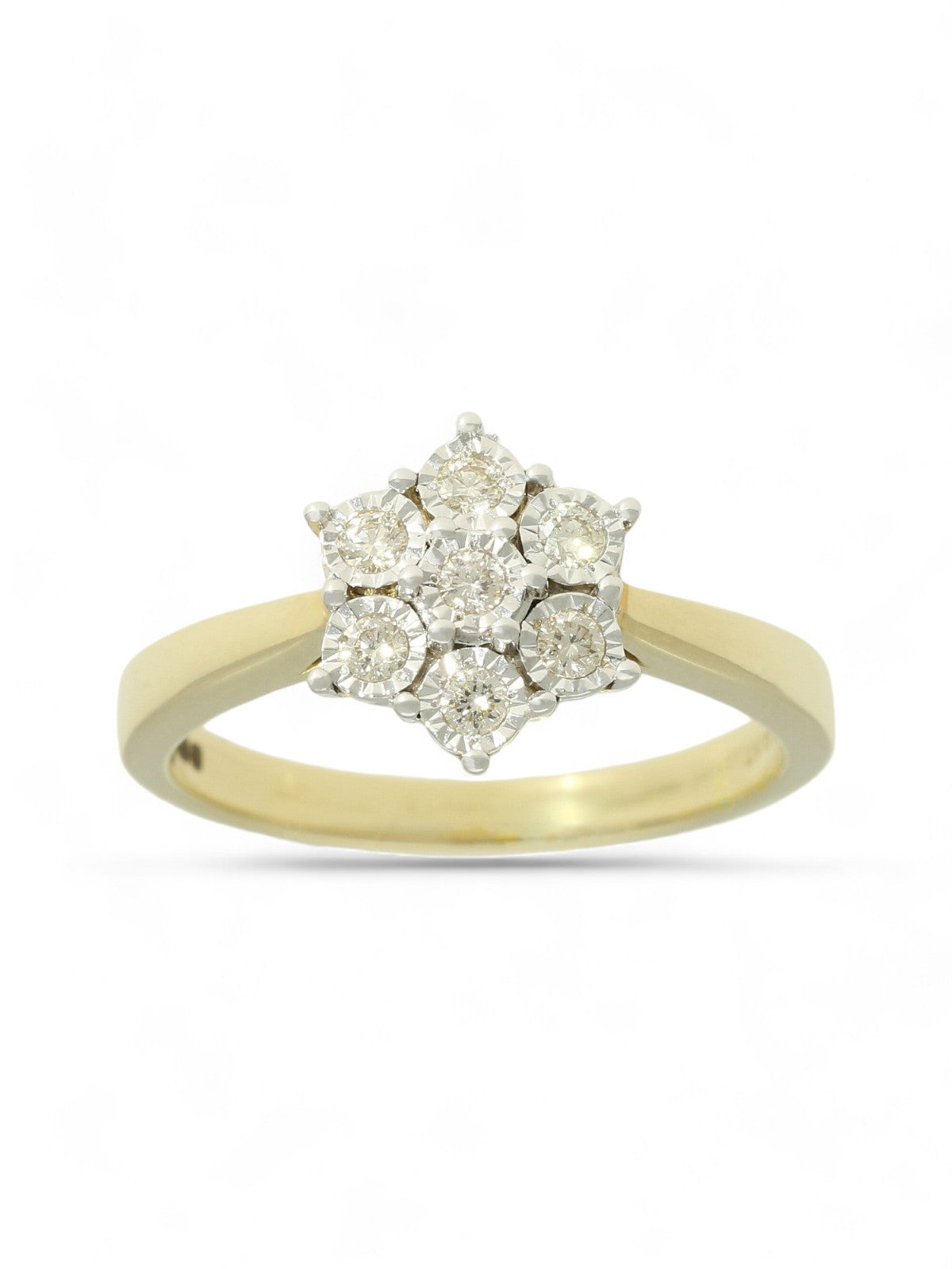 Diamond Cluster Ring 0.17ct Round Brilliant Cut in 9ct Yellow & White Gold