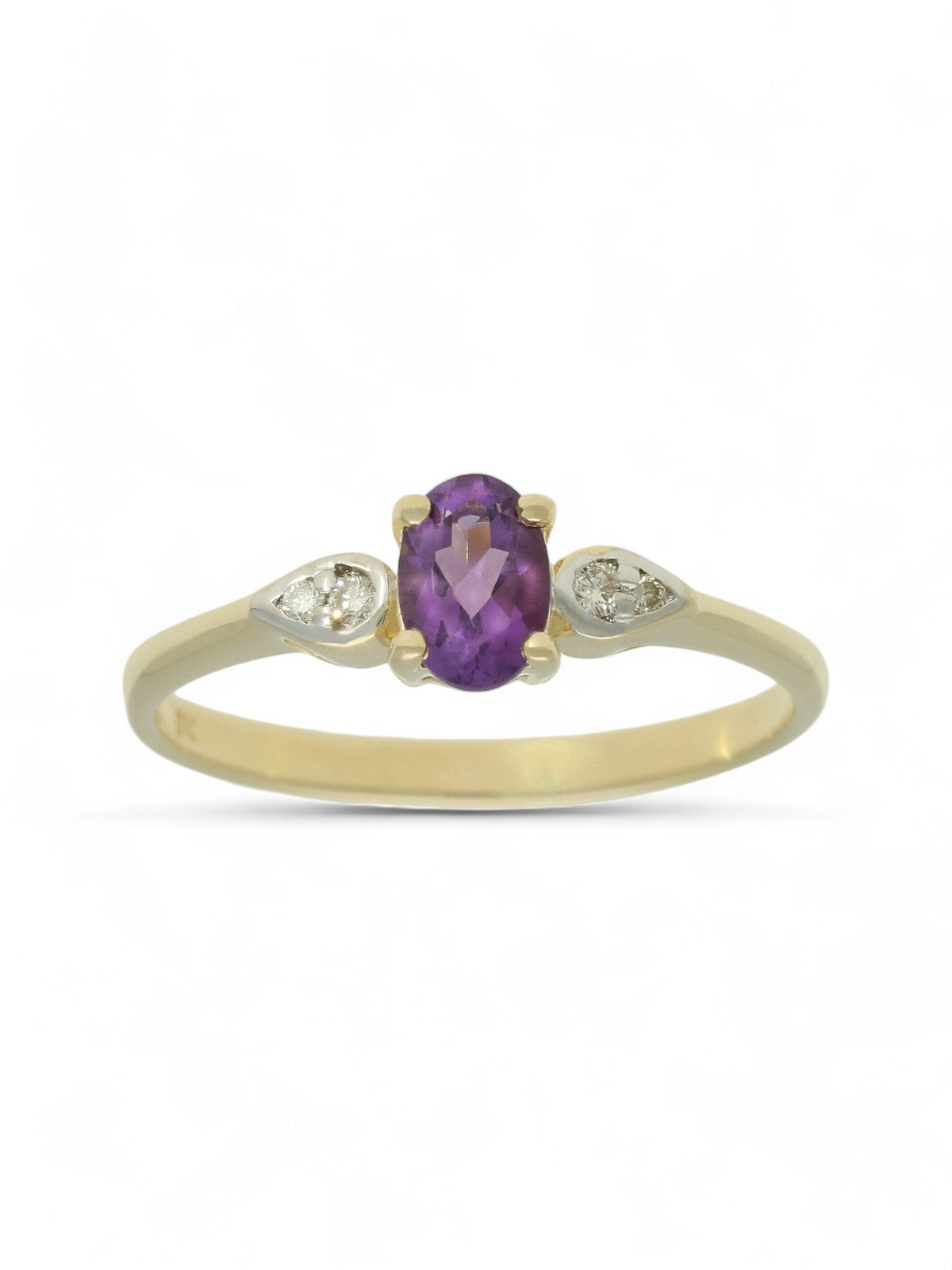 Amethyst & Diamond Five Stone Ring in 9ct Yellow Gold
