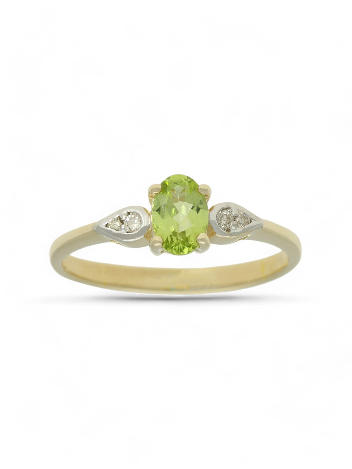Peridot & Diamond Five Stone Ring in 9ct Yellow Gold