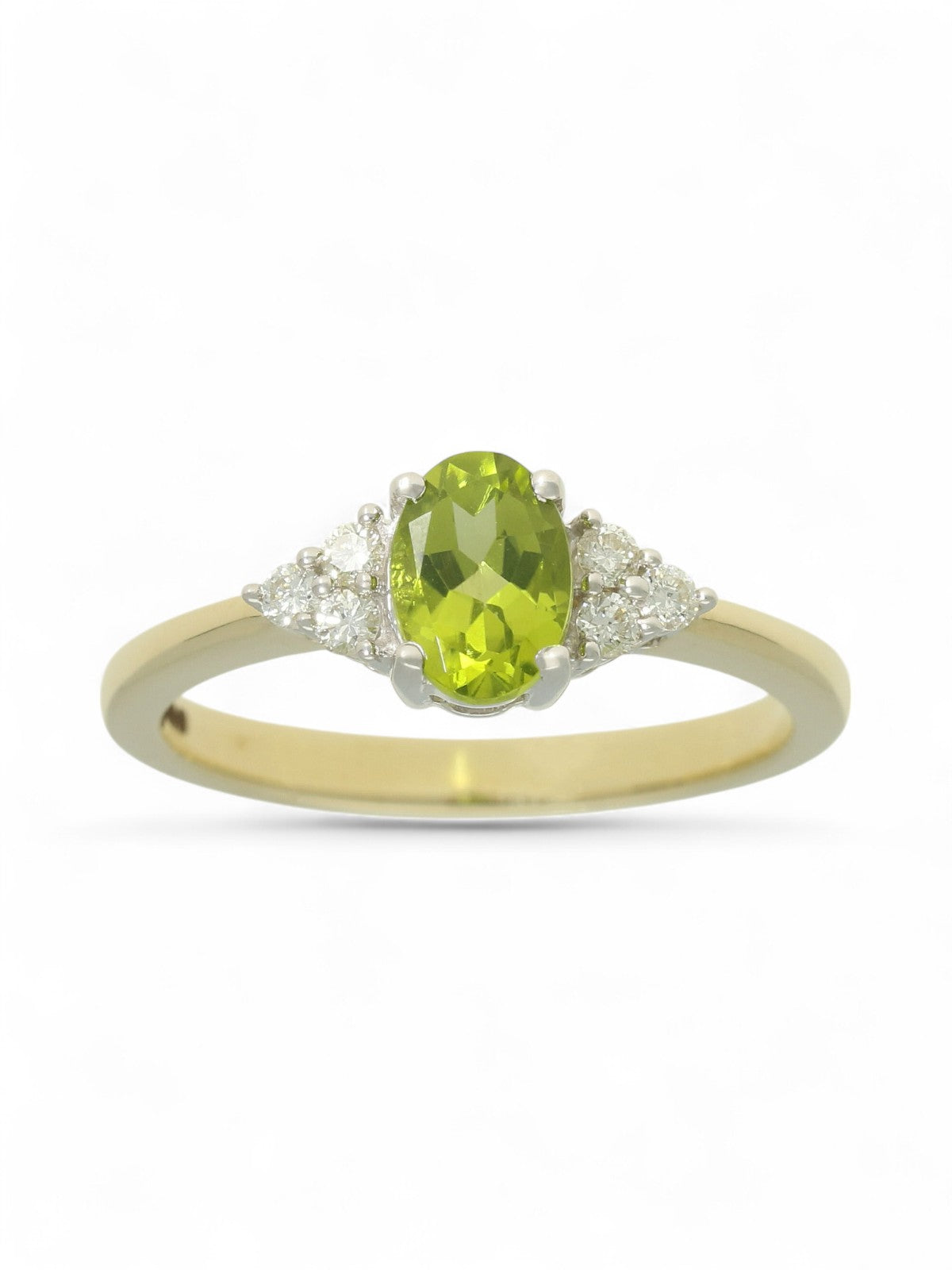 Emerald & Diamond Trefoil Ring in 9ct Yellow Gold