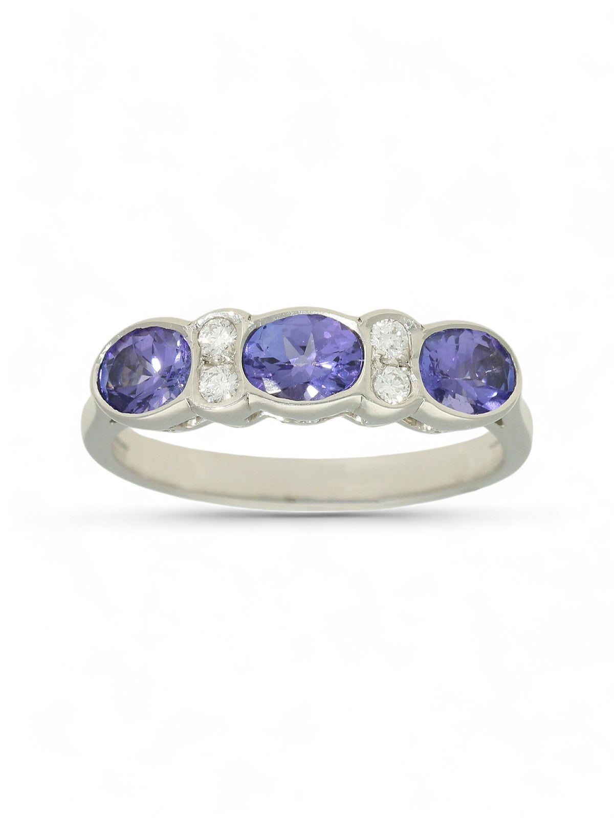 Tanzanite & Diamond Seven Stone Ring in 18ct White Gold