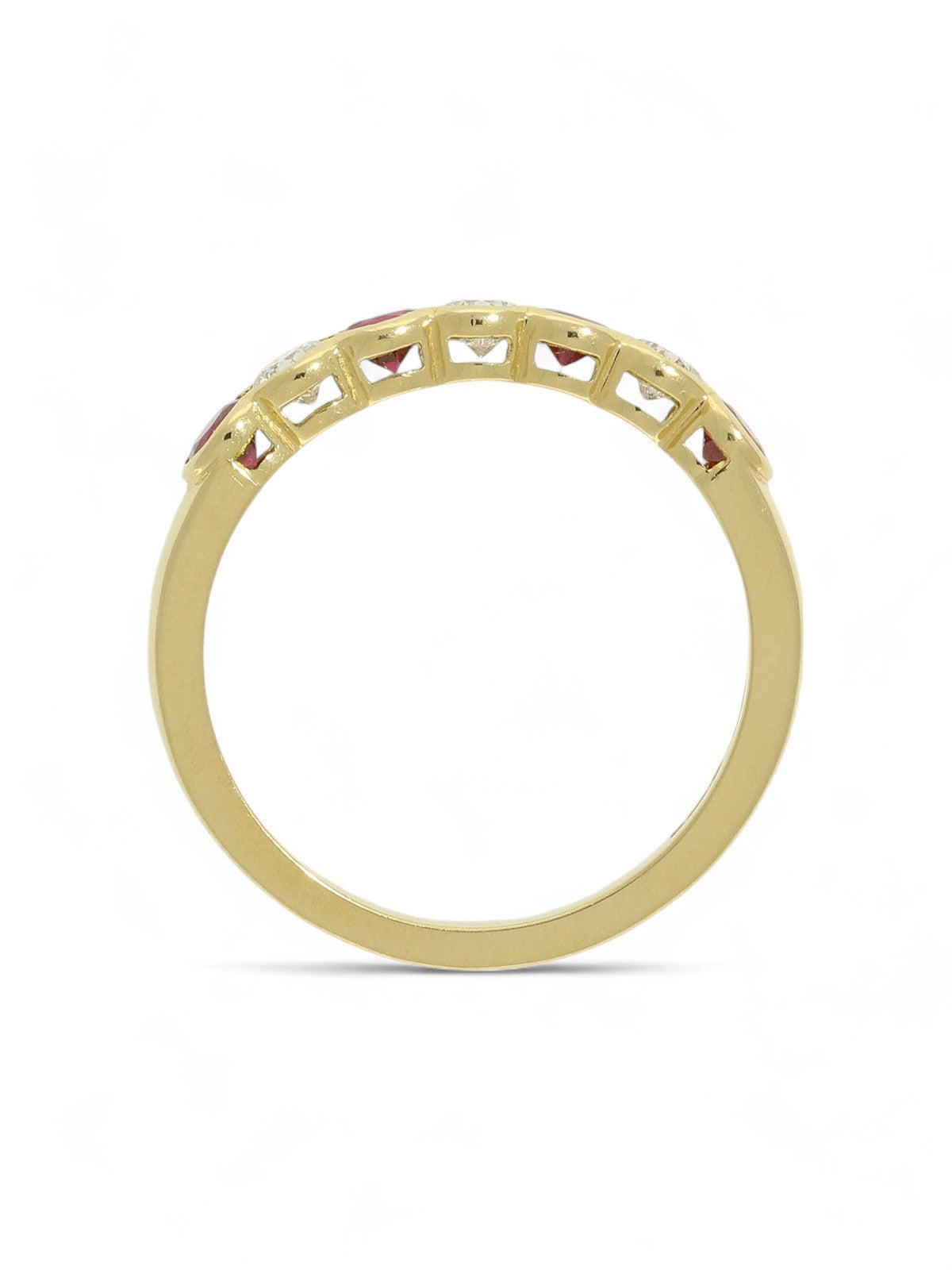 Ruby & Diamond Half Eternity Ring in 18ct Yellow Gold