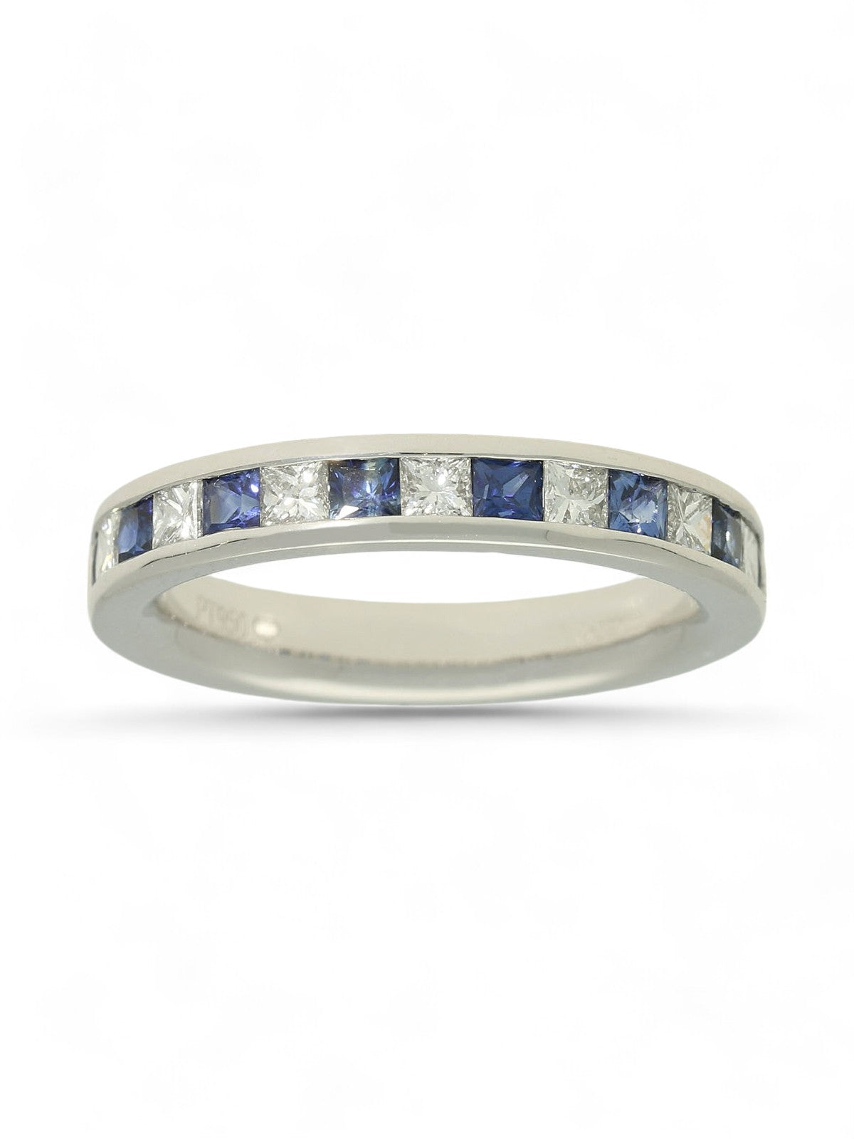 Sapphire & Diamond Half Eternity Ring in Platinum