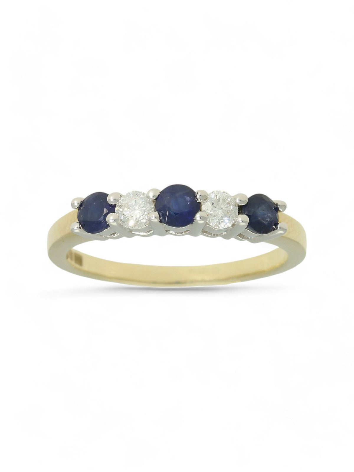 Sapphire & Diamond Five Stone Ring in 9ct Yellow & White Gold