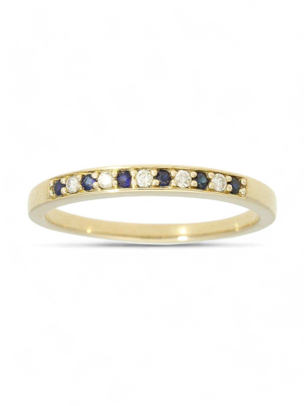 Sapphire & Diamond Half Eternity Ring in 9ct Yellow Gold