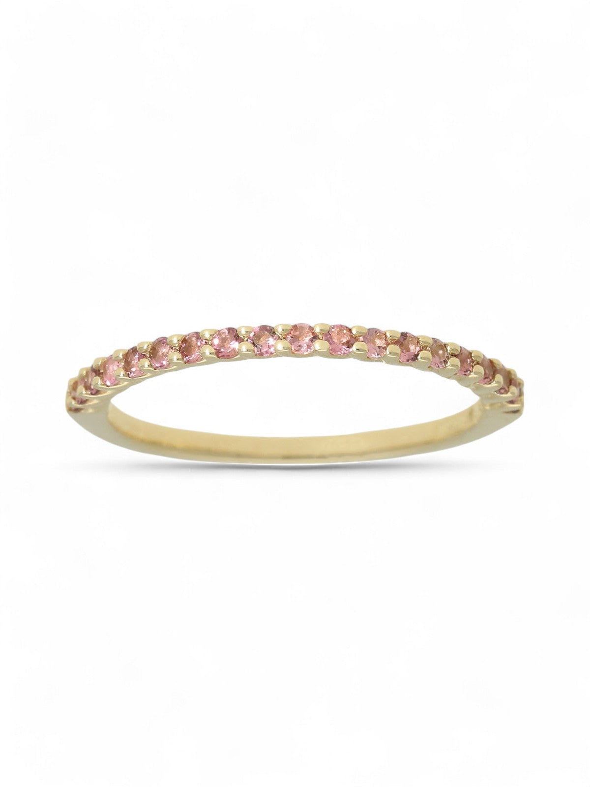Pink Tourmaline Half Eternity Ring in 9ct Yellow Gold
