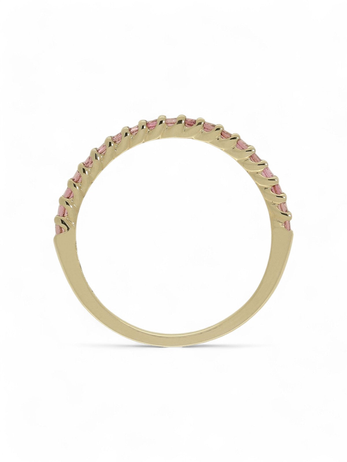 Pink Tourmaline Half Eternity Ring in 9ct Yellow Gold