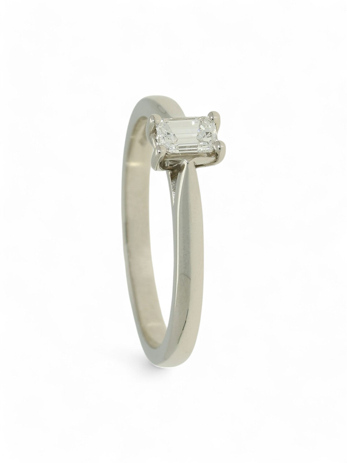 Diamond Solitaire Engagement Ring 0.26ct Emerald Cut in Platinum