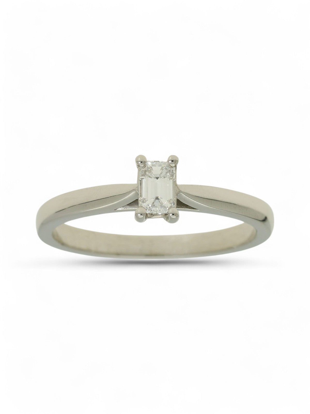 Diamond Solitaire Engagement Ring 0.26ct Emerald Cut in Platinum