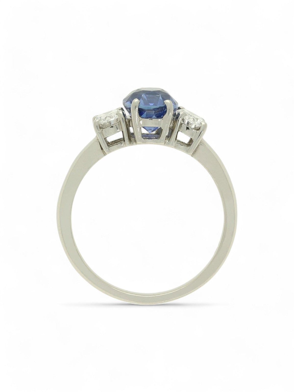 Sapphire & Diamond Three Stone Ring in Platinum