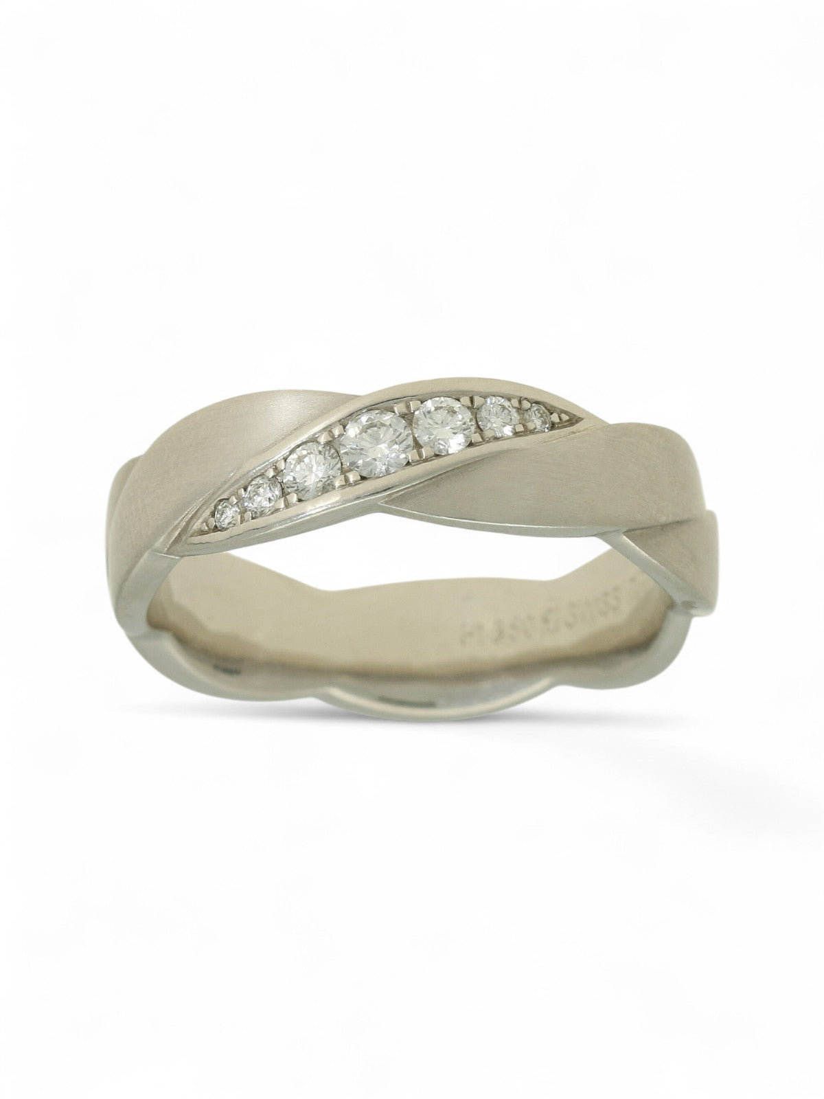 Platinum Diamond Set Wave Design Wedding Ring