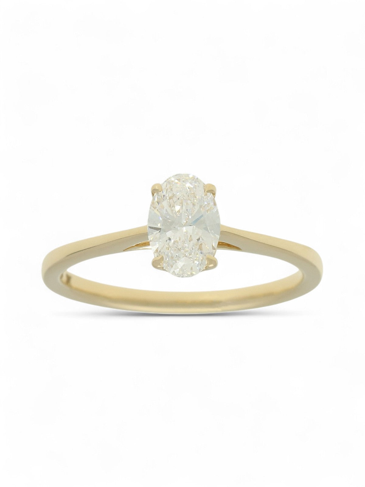 Lab Grown Diamond Solitaire Ring 0.70ct Oval Cut in 9ct Yellow Gold