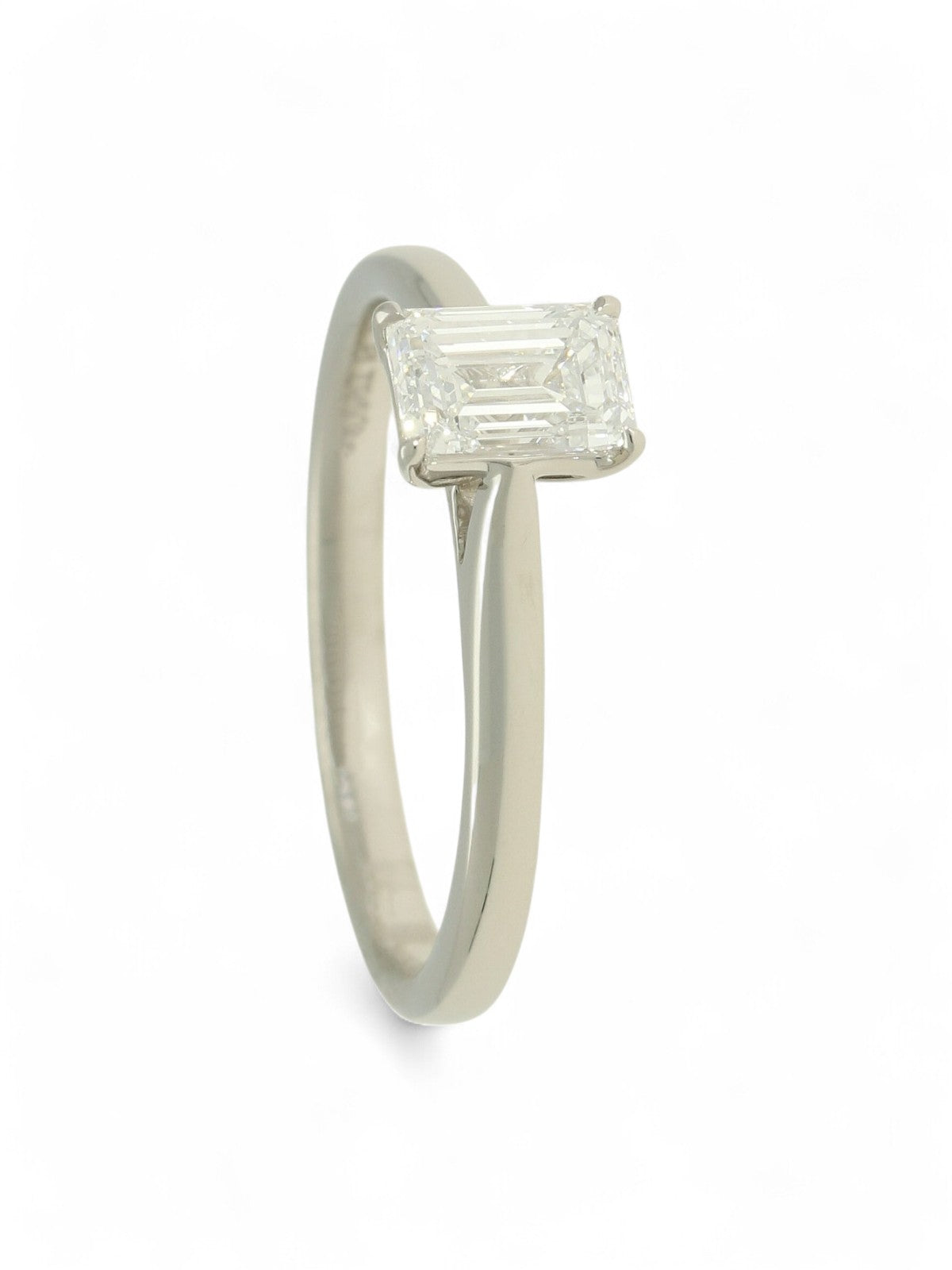 Lab Grown Diamond Solitaire Ring 0.70ct Emerald Cut in Platinum