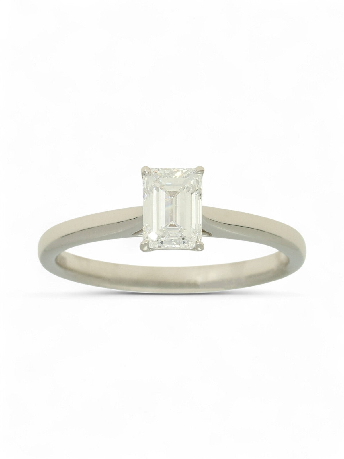 Lab Grown Diamond Solitaire Ring 0.70ct Emerald Cut in Platinum