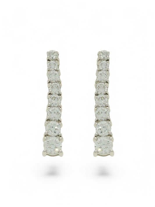 Lab Grown Diamond Drop Earrings 1.09ct Brilliant Cut in 9ct White Gold