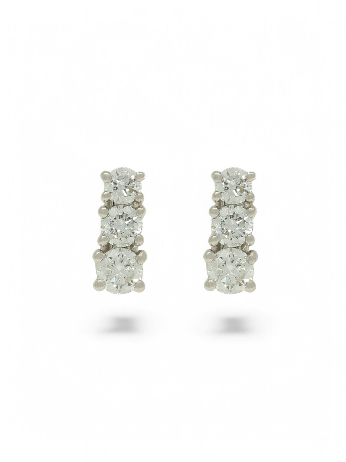 Lab Grown Diamond Drop Earrings 1.05ct Brilliant Cut in 9ct White Gold