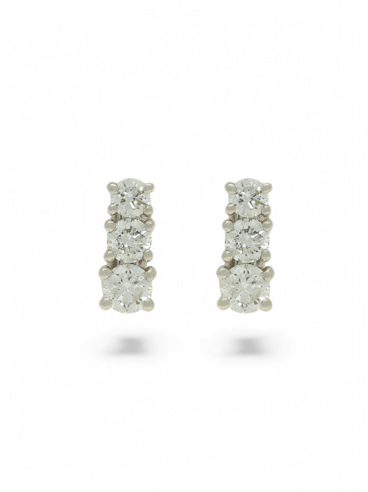 Lab Grown Diamond Drop Earrings 1.05ct Brilliant Cut in 9ct White Gold