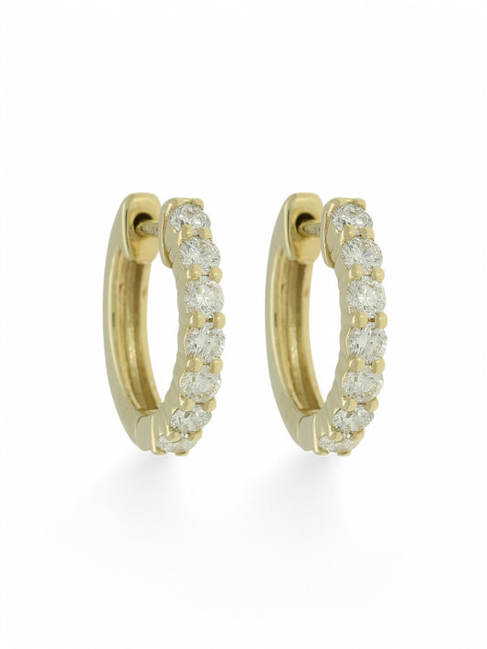 Lab Grown Diamond Hoop Earrings 0.74ct Brilliant Cut in 9ct Yellow Gold
