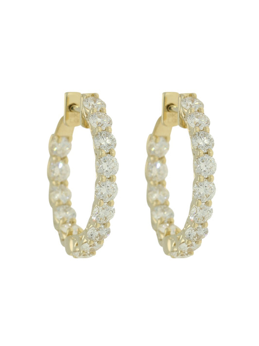 Lab Grown Diamond Hoop Earrings 2.96ct Brilliant Cut in 9ct Yellow Gold