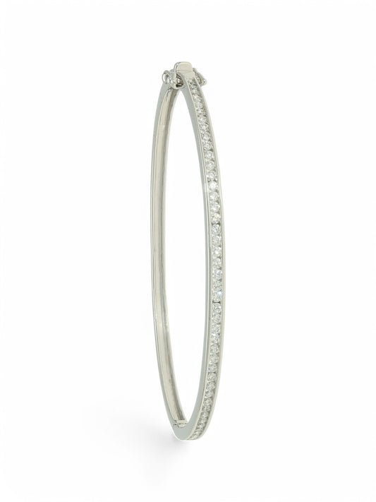 Lab Grown Diamond Bangle 1.00ct Brilliant Cut in 9ct White Gold