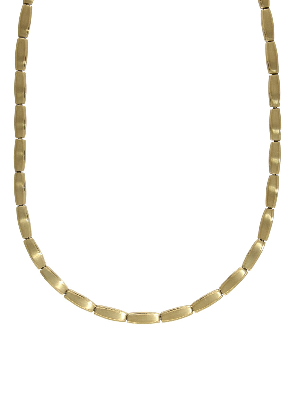 Satin & Polished Oblong Link Necklace 45cm in 9ct Yellow Gold