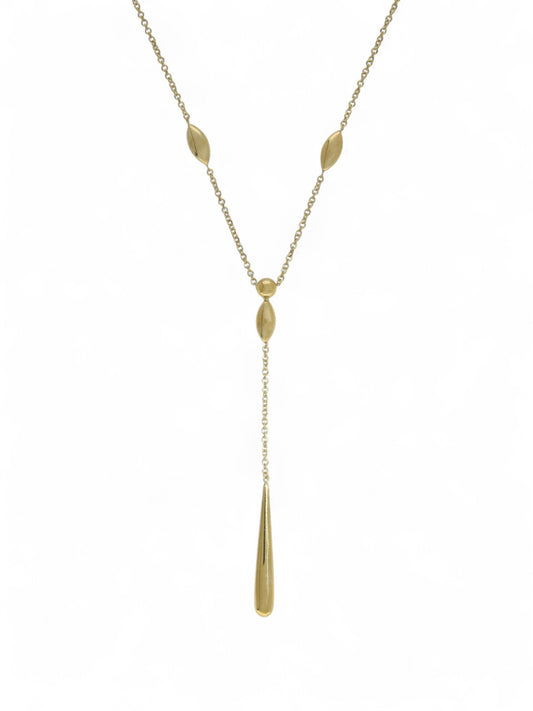 Chain and Bead Drop Necklace in 9ct Yellow Gold