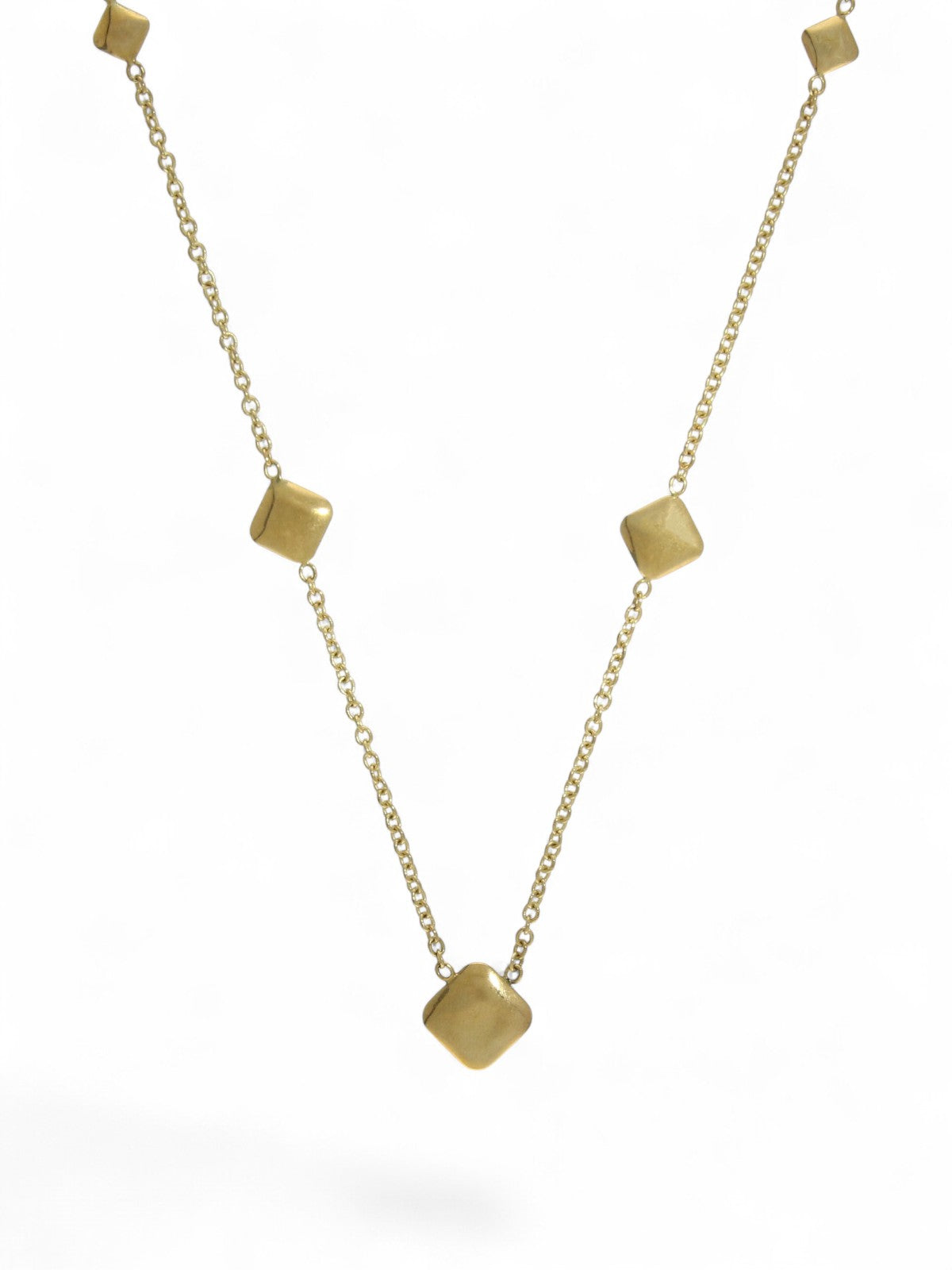 Polished Square Bead Necklace in 9ct Yellow Gold