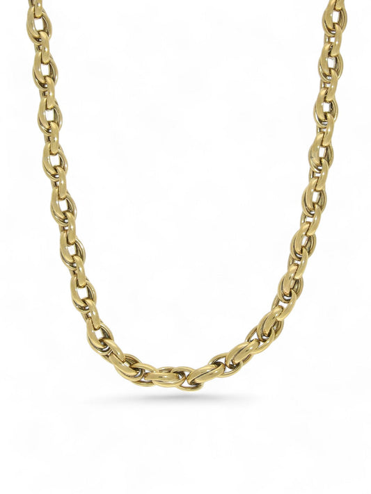 Polished Fancy Oval Link Necklace in 9ct Yellow Gold
