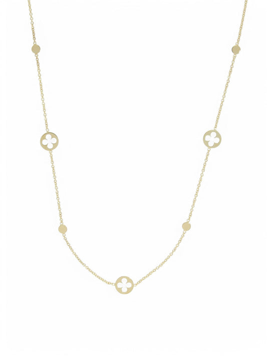 9ct Yellow Gold Four Leaf Clover Station Necklace