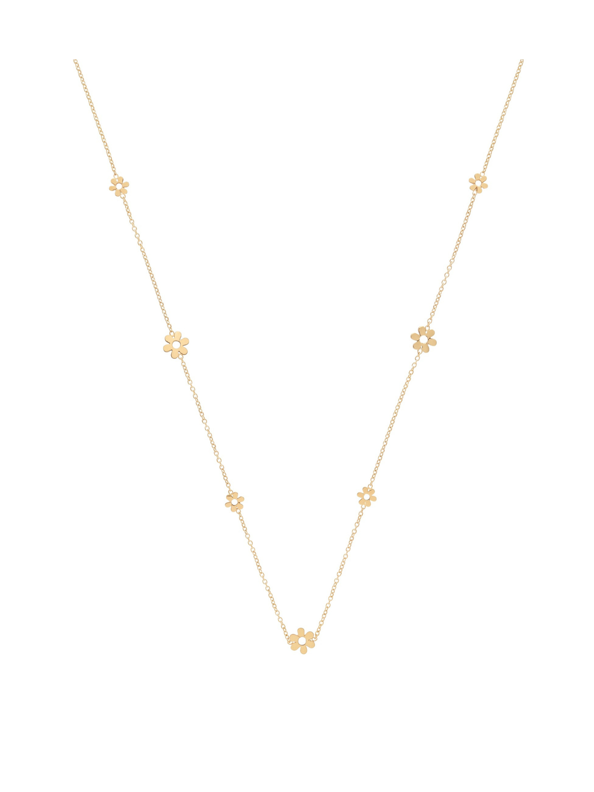 Alternating Flower Necklace in 9ct Yellow Gold