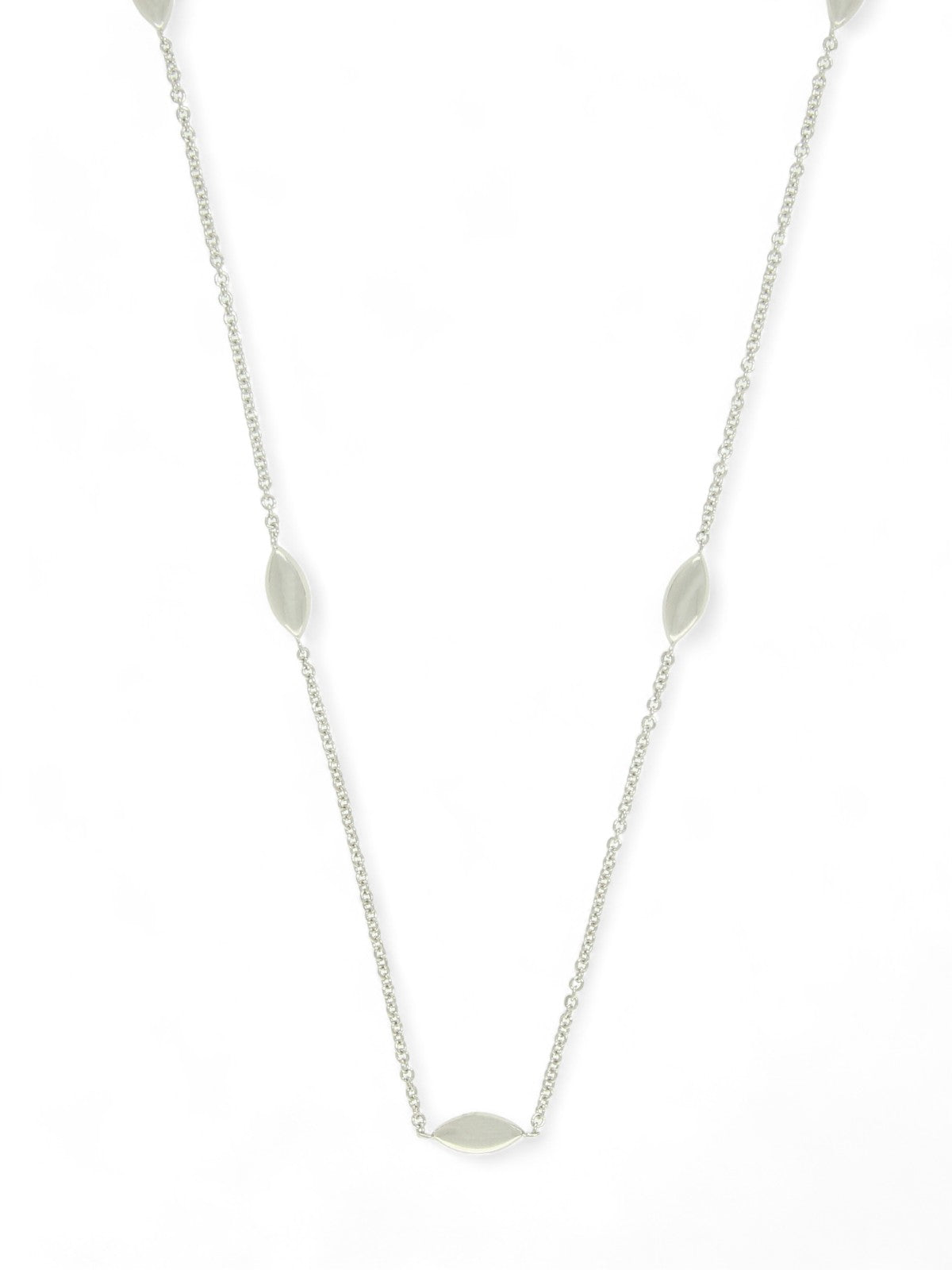 Marquise Bead 45cm Station Necklace in 9ct White Gold
