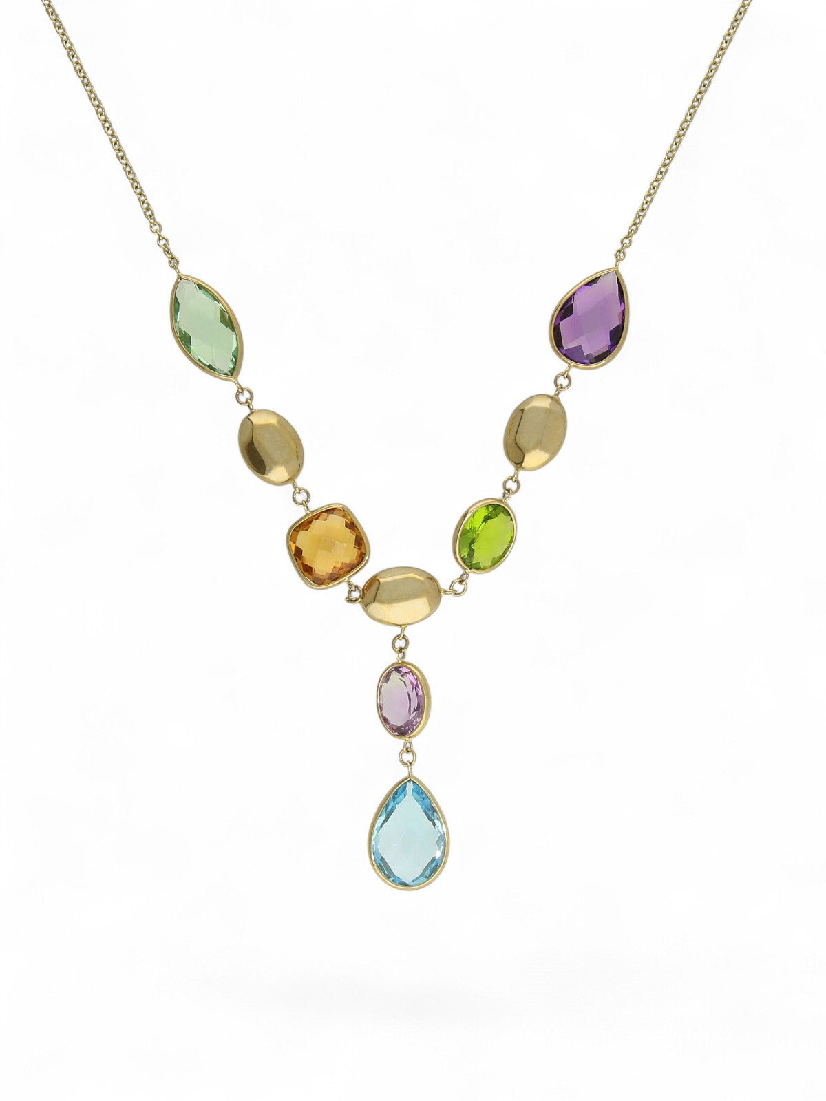 Multi Stone Set Necklace in 9ct Yellow Gold
